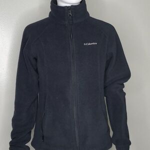 Columbia Black Fleece Jacket Womens Small Full Zip Lightweight Outdoor Hiking